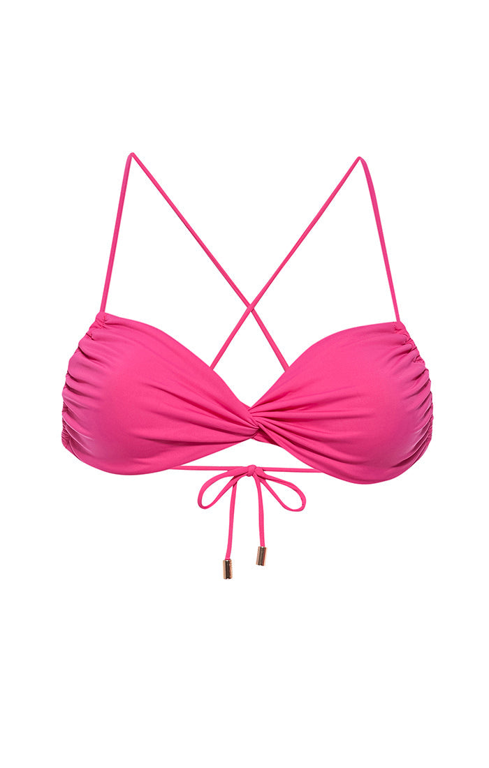 Roze Twist Bandeau Bikini Top