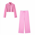 Conjunto Pink - Camisa Recortada e Calça com Cordão ajustavél - DermeBela