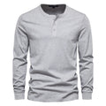 Camiseta Masculina Gola Henley Manga Longa