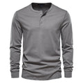 Camiseta Masculina Gola Henley Manga Longa