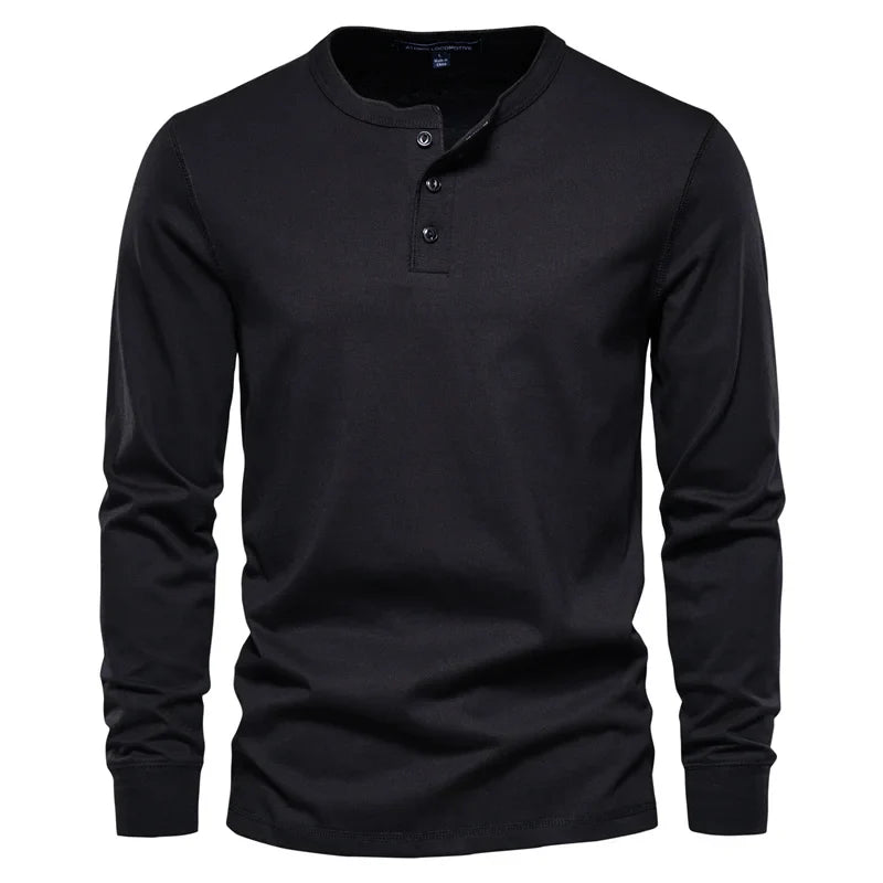 Camiseta Masculina Gola Henley Manga Longa