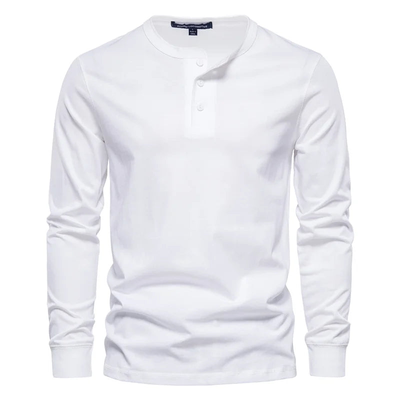 Camiseta Masculina Gola Henley Manga Longa